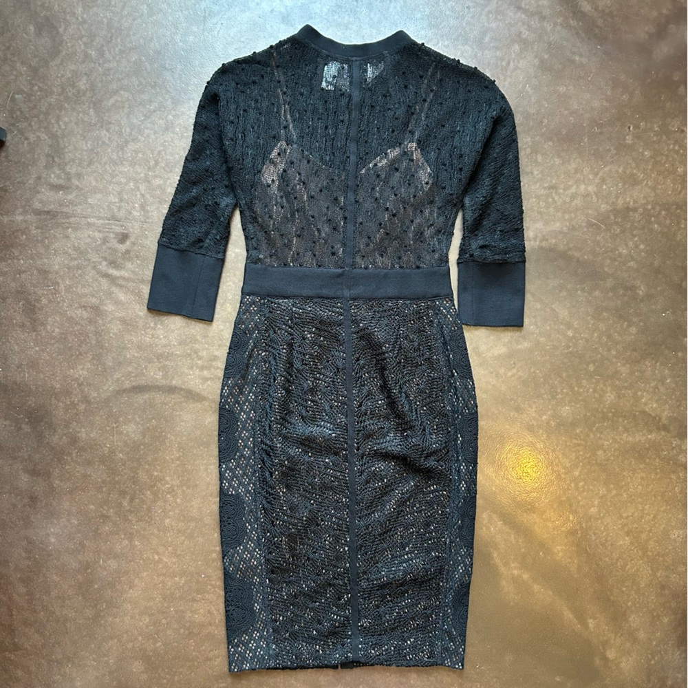 ANTHROPOLOGIE brand Beguile by Byron Lars- size 0 Black Long Sleeve Lace Dress - Picture 11 of 17